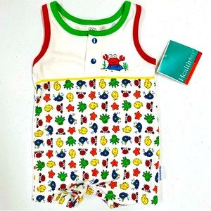 New Vintage Healthtex Sunsuit Boys 12M Girls Romper Sea Creatures USA Oldstock